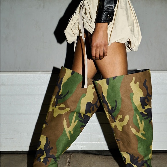 azelea wang Shoes - Camouflage Over the Knee Boots
